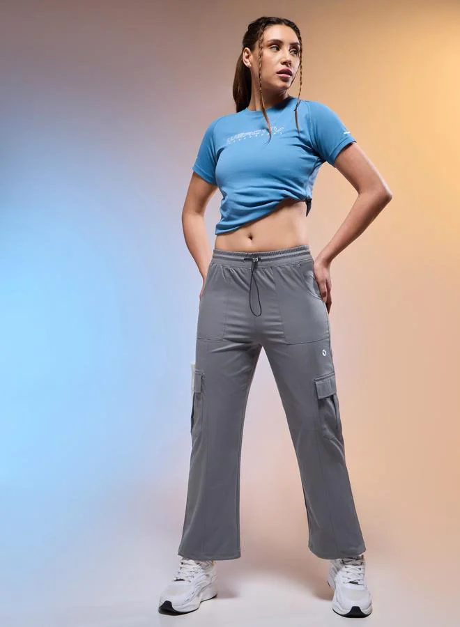 Technosport Women Solid Slim Fit Sports Cargo Track Pants